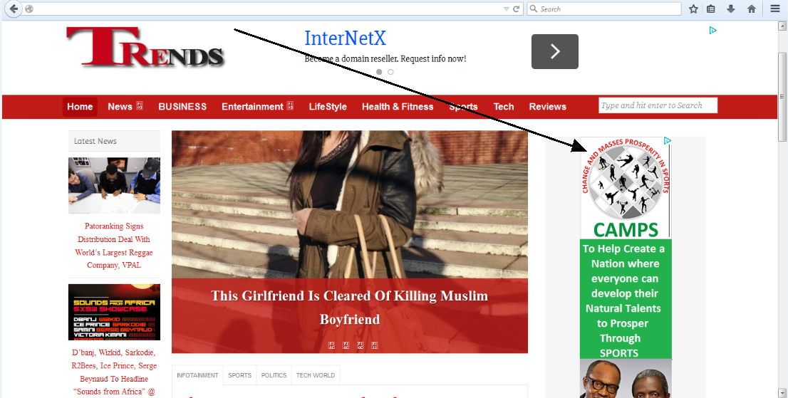 Sample Banner Ads Displayed on a Website