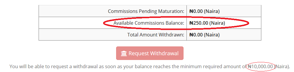 Affiliate Commissions Balance